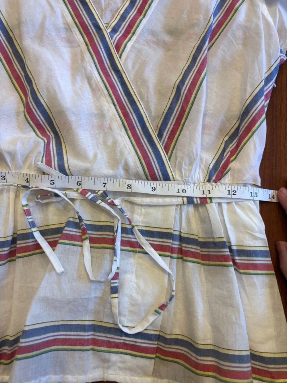 J. Crew Striped V-Neck Wrap Blouse Flutter Sleeve SZ 6 Coquette